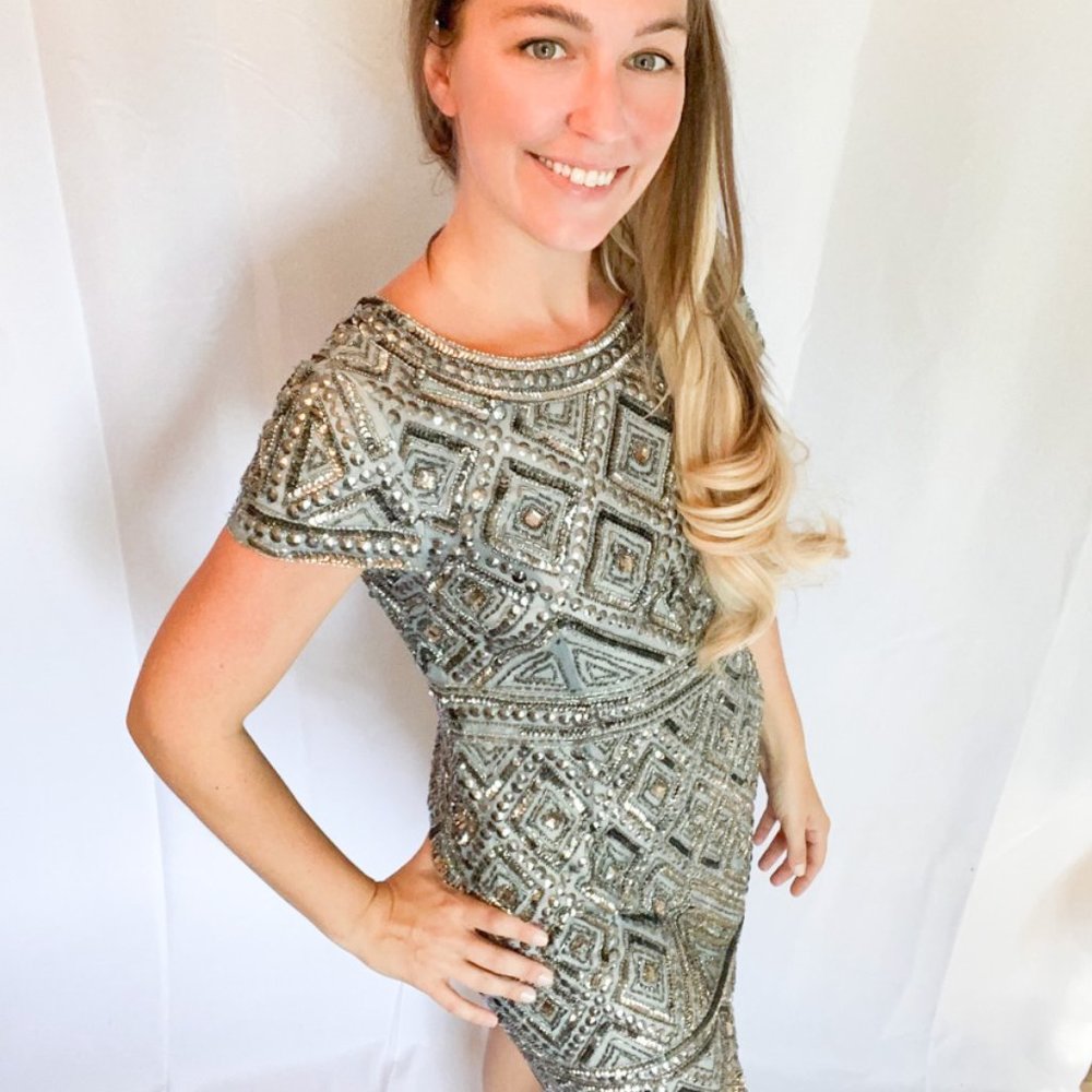 Baby Blue, Sequin, Studded Dress